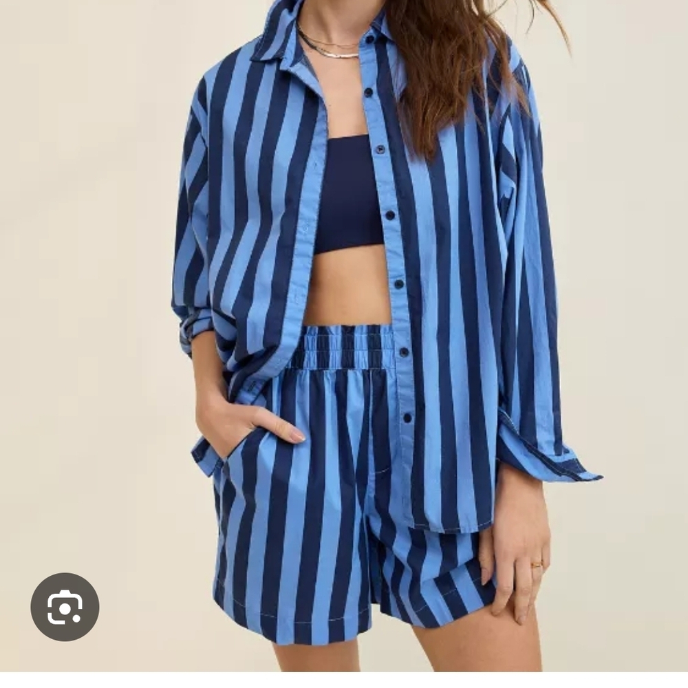 Aerie Blue and Black Striped Shirt